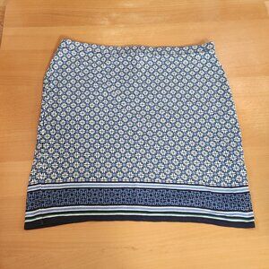 Max Studio Navy Blue Geometric Skirt XL Elastic Waist Pull On